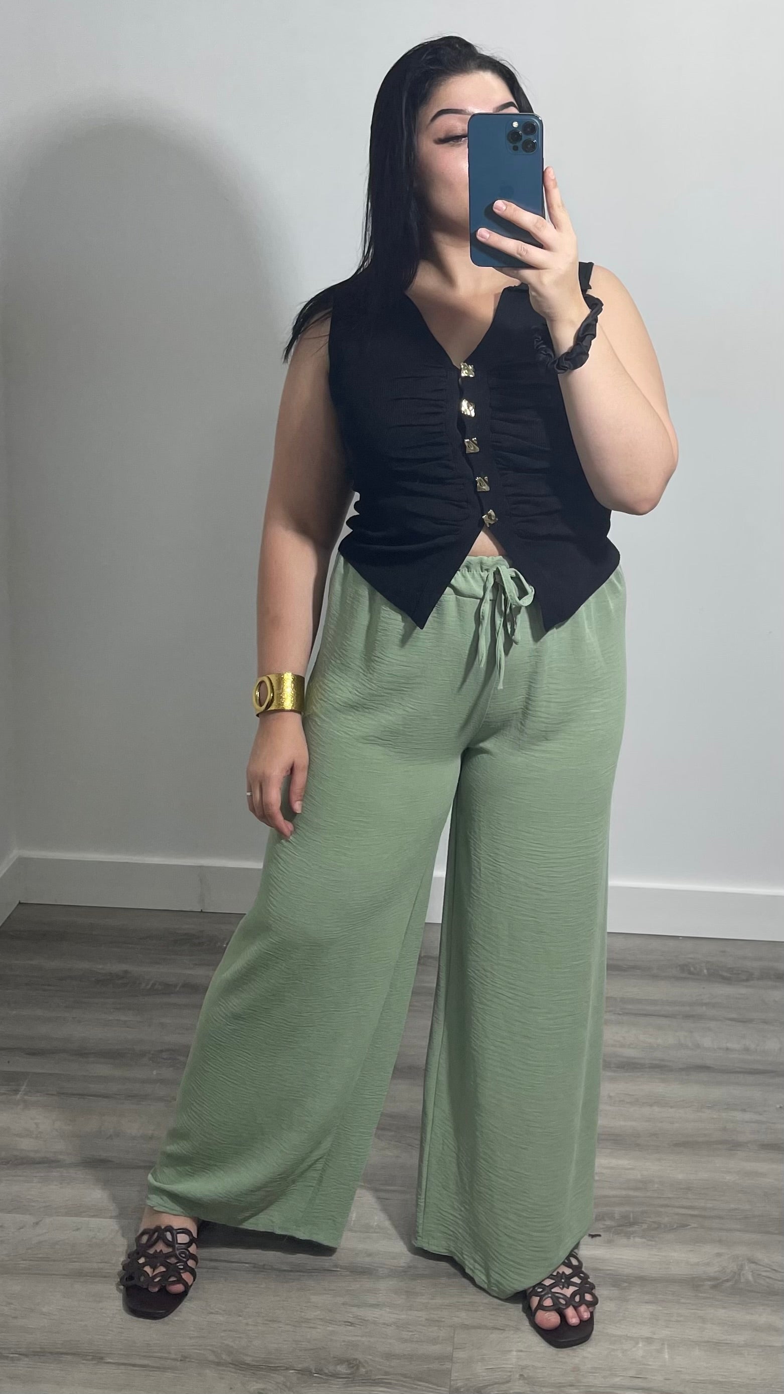 PANTALÓN PALAZO VERDE