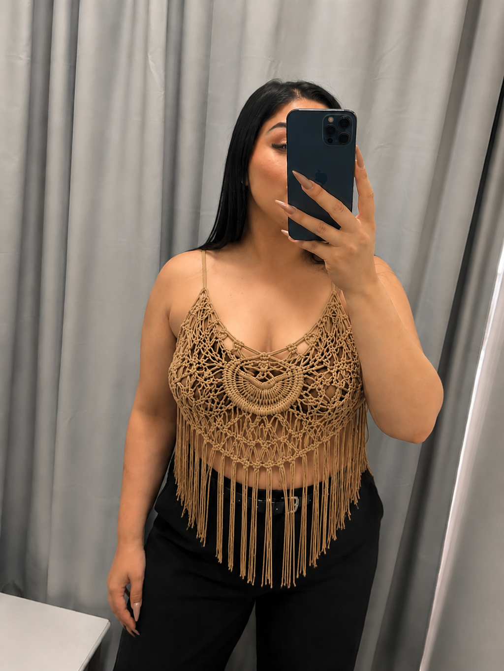 TOP MACRAMÉ MARRON